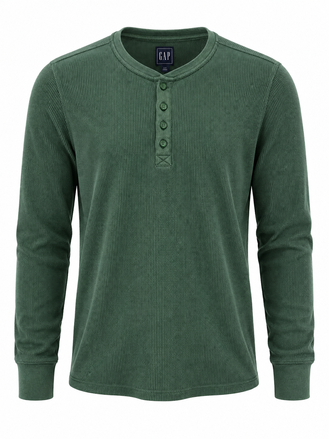 GAP zöld waffle Henley hosszú ujjú felső M